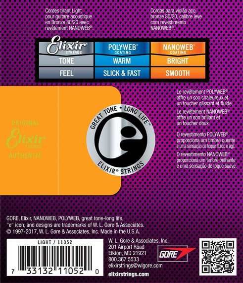 Elixir 11052 NanoWeb Light 12-53 – struny do gitary akustycznej