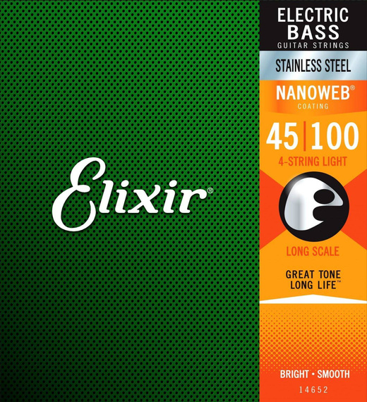Elixir 14652 NanoWeb 45-100 – stalowe struny do gitary basowej