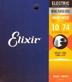 Elixir 12062 NanoWeb Light 10-74 – struny gitary elektrycznej 8-strunowej