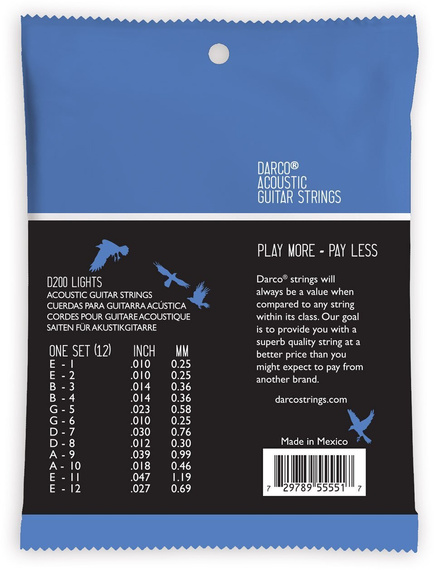 Darco D200 Light 10-47 – struny fosforobrązowe do gitary 12-strunowej