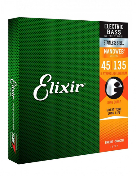 Elixir 14782 Light/Medium (45-105,135) NW Long Scale- struny basowe stalowe